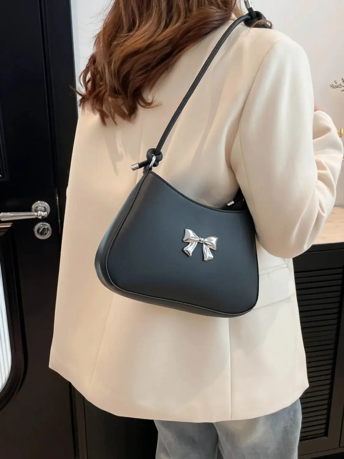 'Talia' Bowknot Leather Shoulder Bag