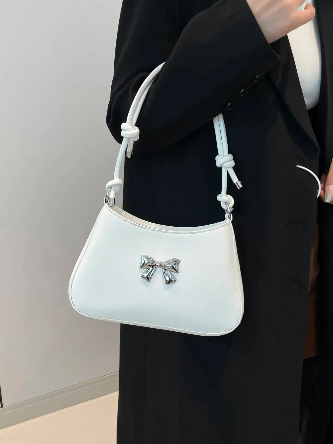 'Talia' Bowknot Leather Shoulder Bag