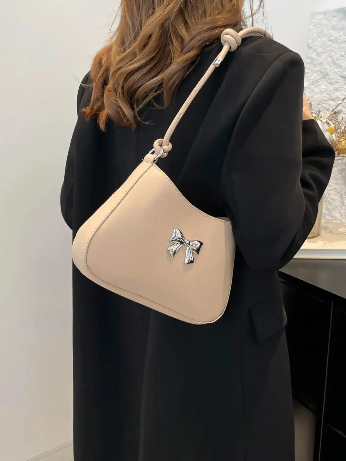 'Talia' Bowknot Leather Shoulder Bag