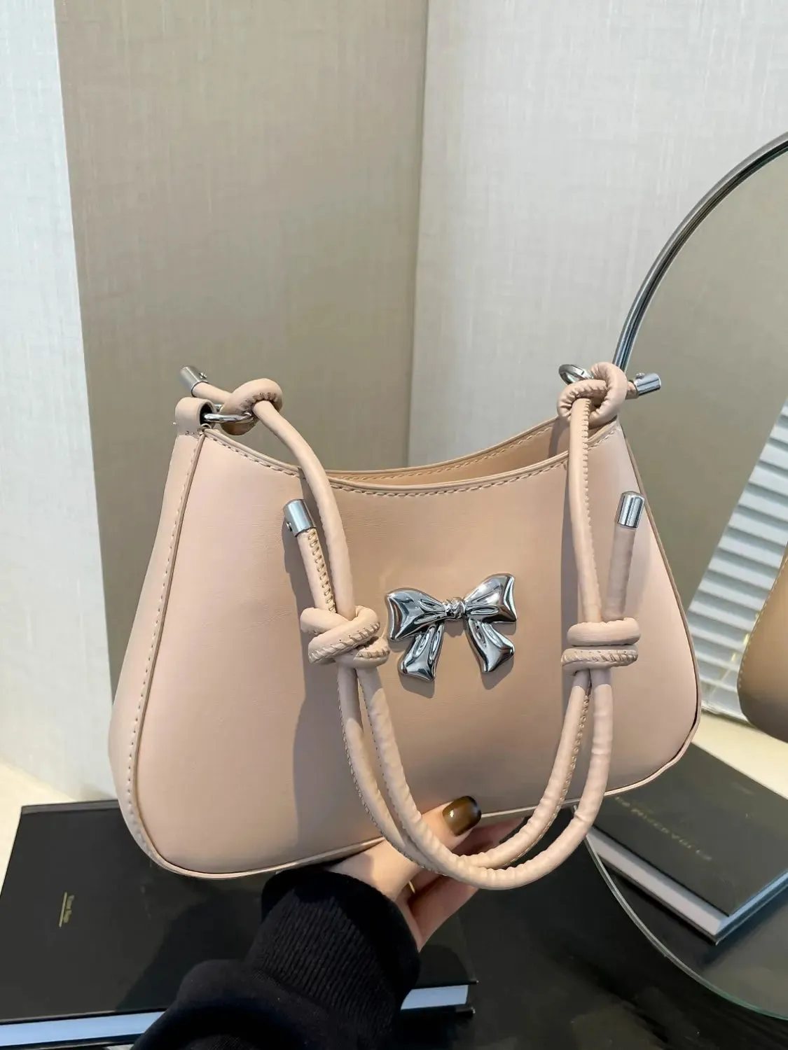 'Talia' Bowknot Leather Shoulder Bag