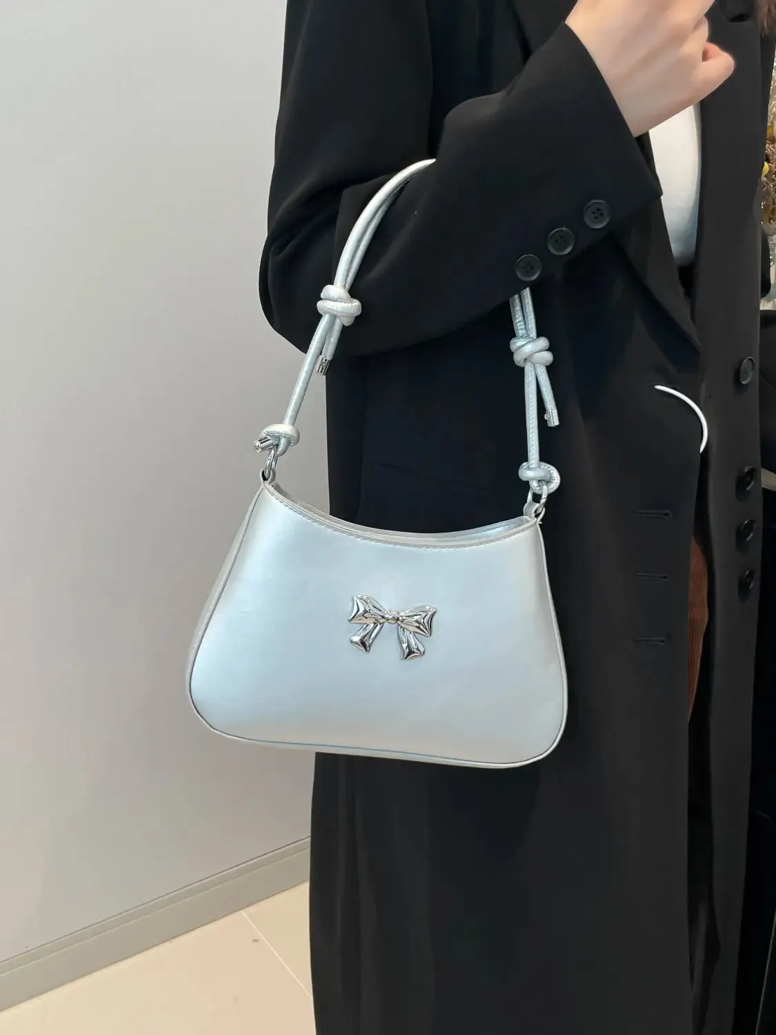 'Talia' Bowknot Leather Shoulder Bag