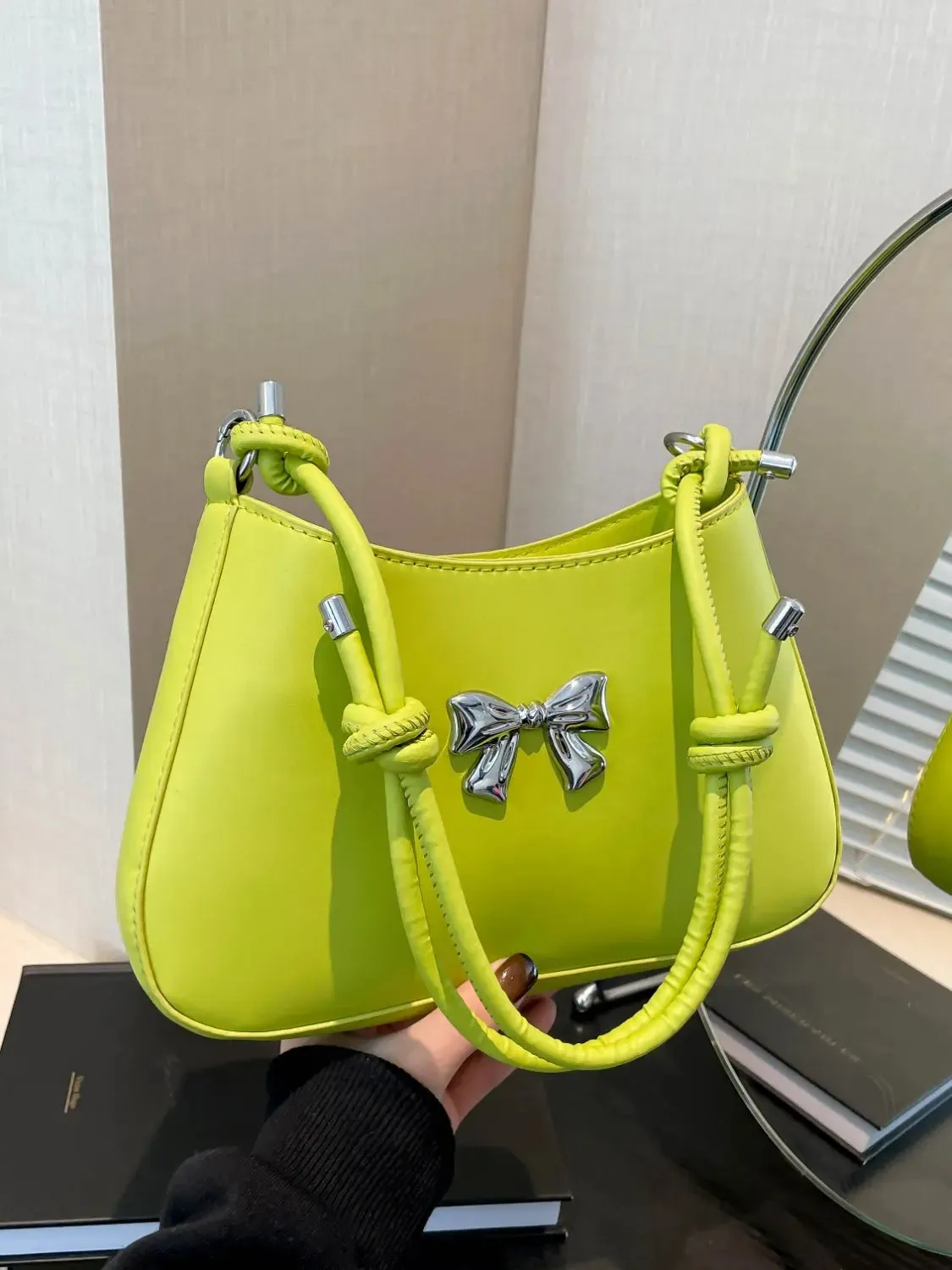 'Talia' Bowknot Leather Shoulder Bag