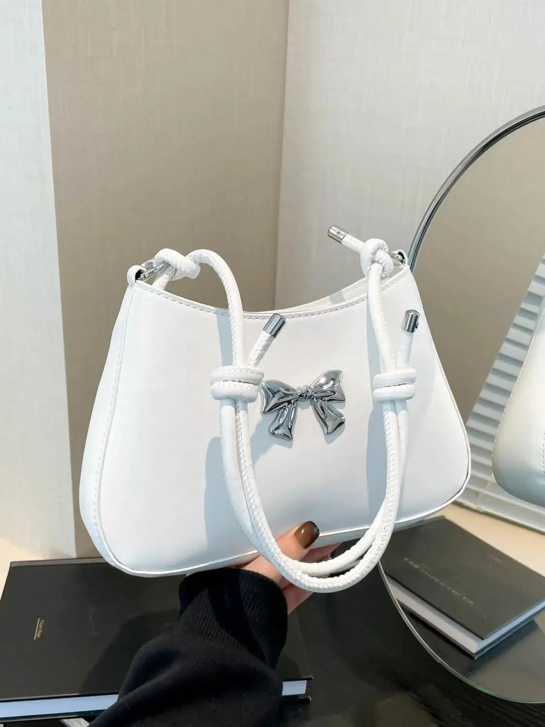 'Talia' Bowknot Leather Shoulder Bag