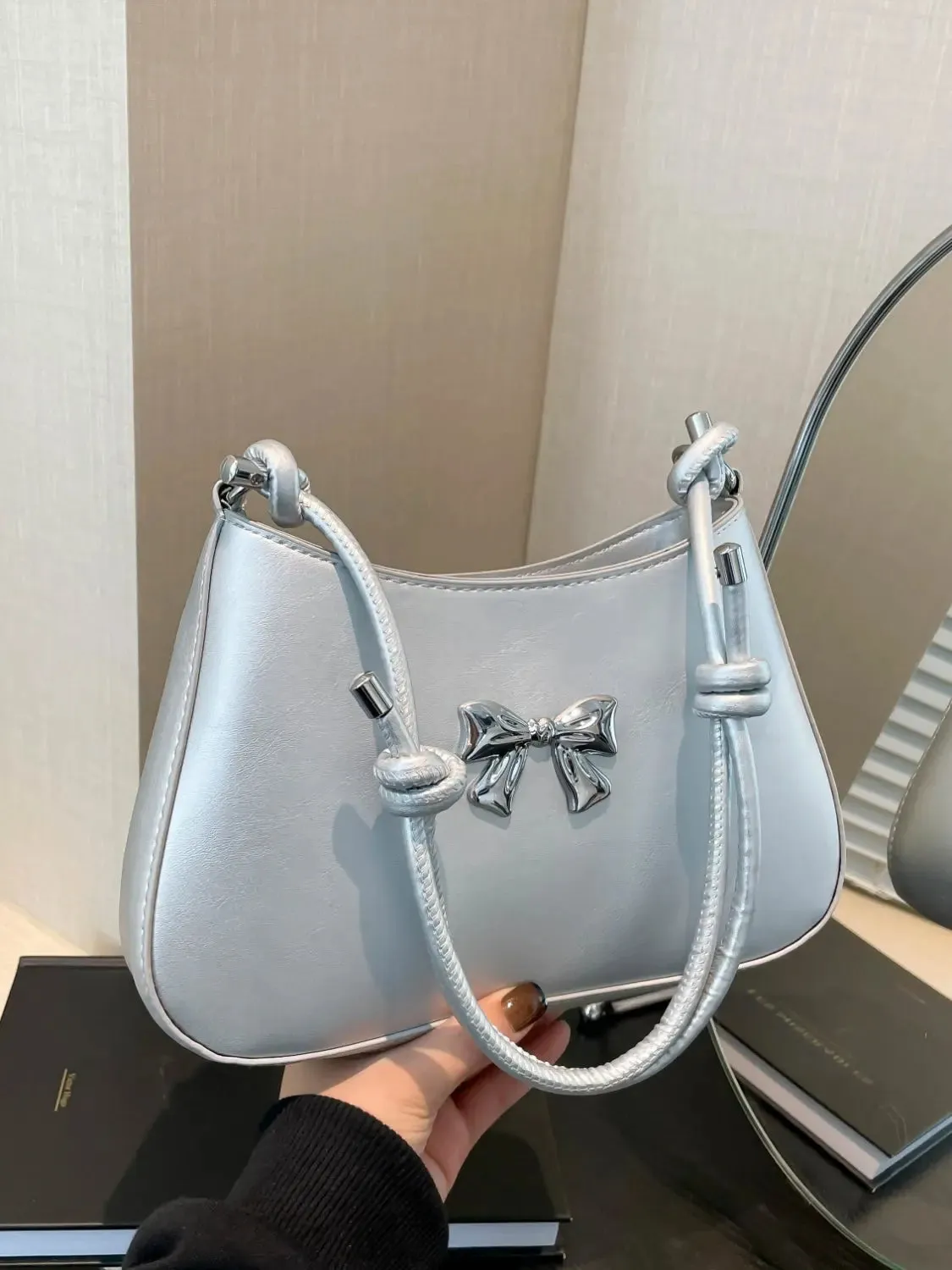 'Talia' Bowknot Leather Shoulder Bag