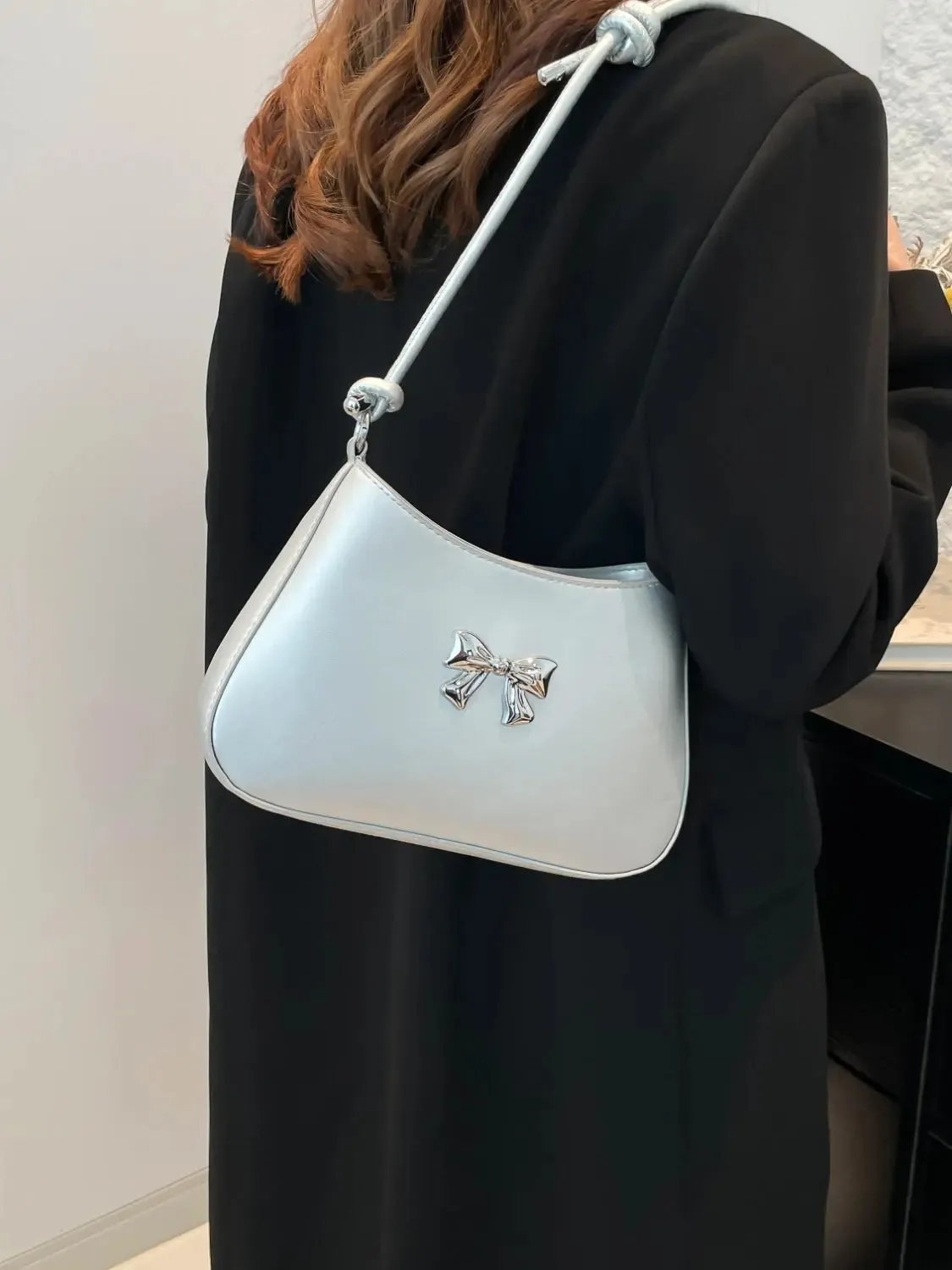 'Talia' Bowknot Leather Shoulder Bag