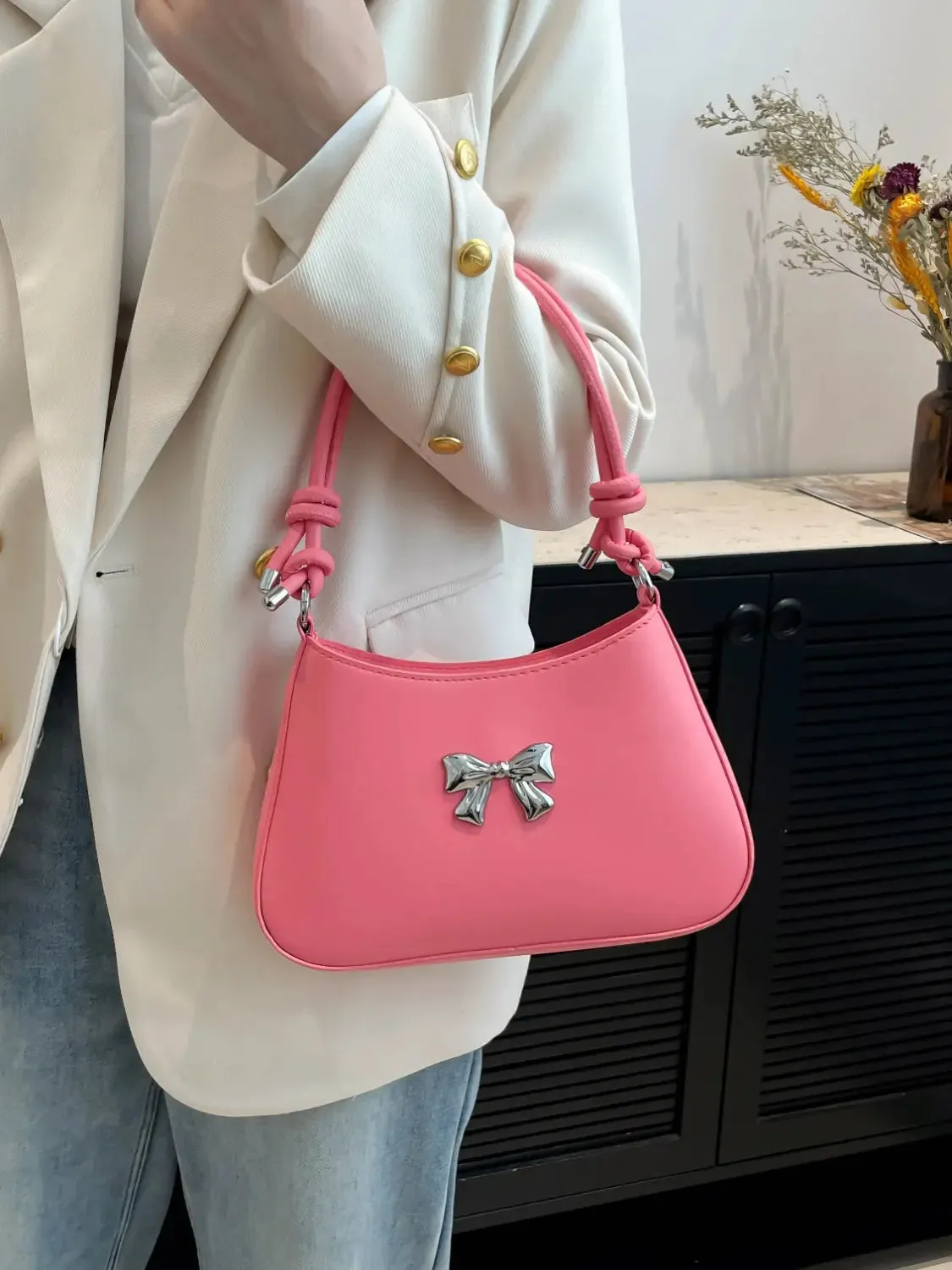 'Talia' Bowknot Leather Shoulder Bag