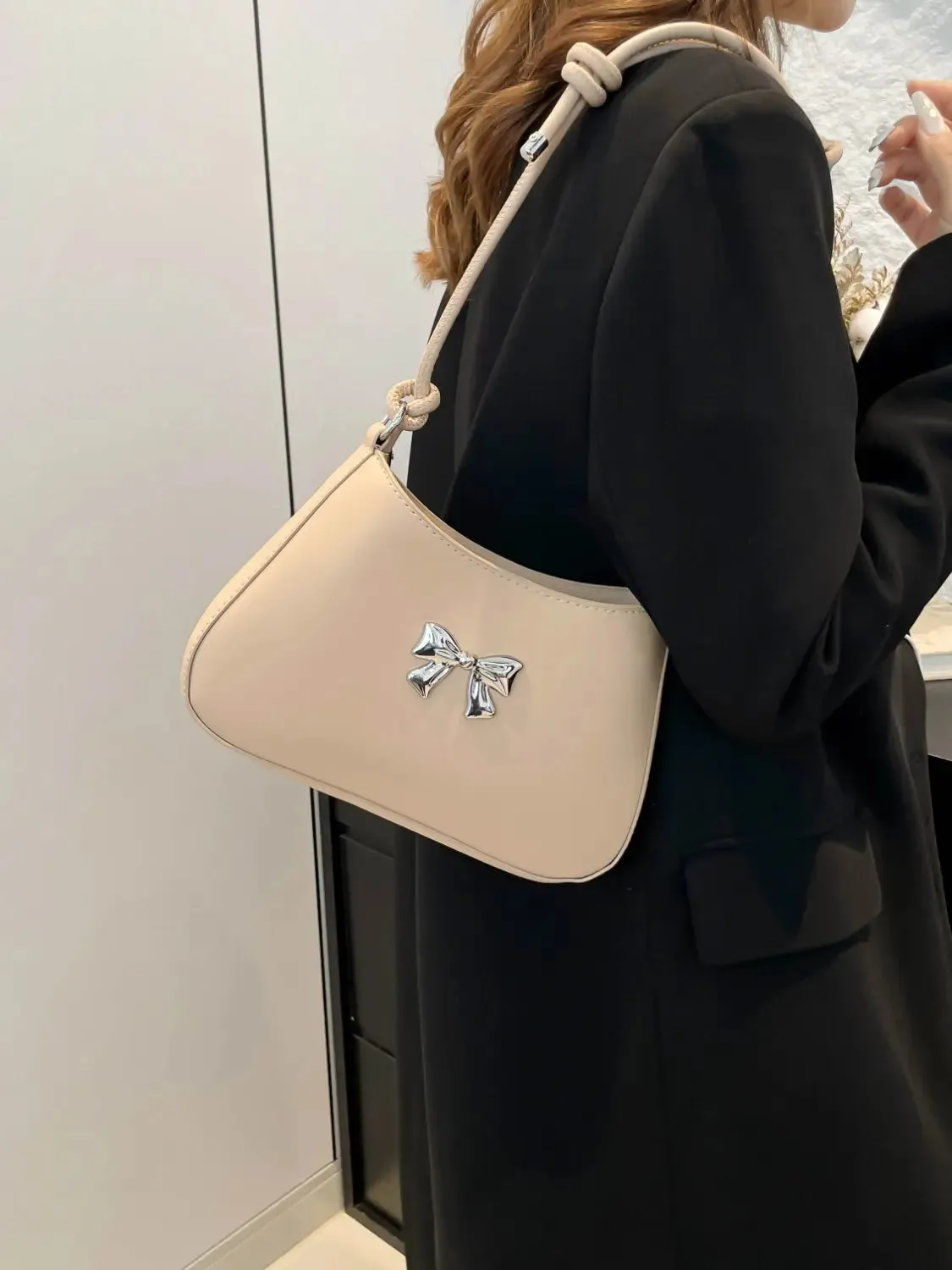'Talia' Bowknot Leather Shoulder Bag