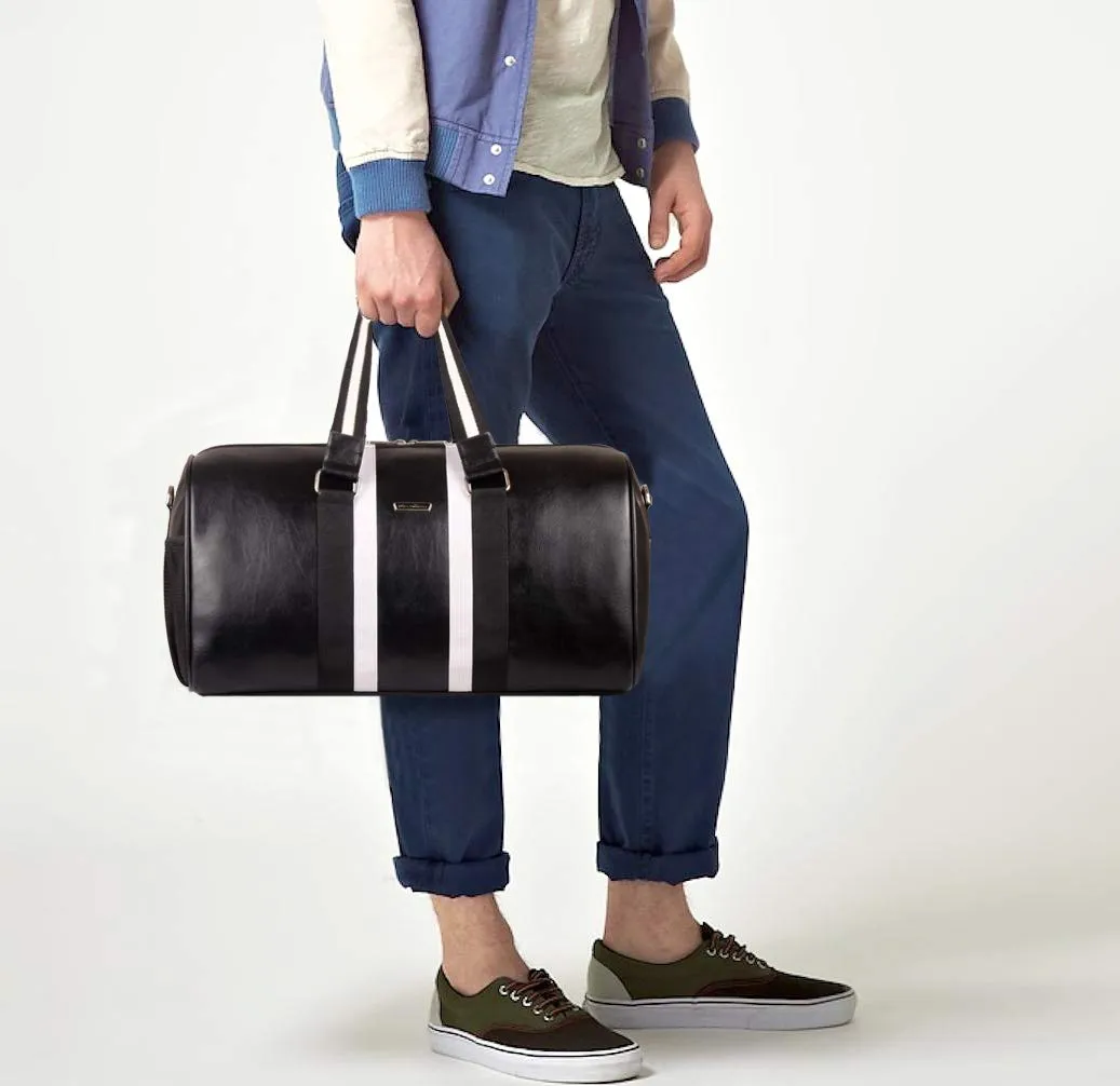The Clownfish Ace Faux Leather 30 litre Black Travel Duffel Bag