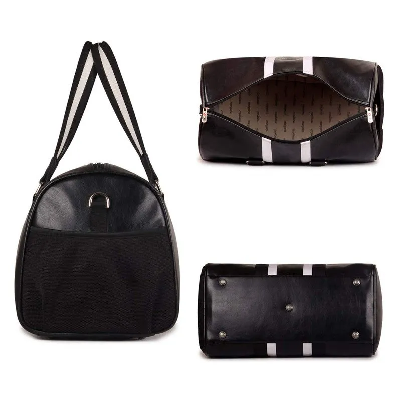 The Clownfish Ace Faux Leather 30 litre Black Travel Duffel Bag