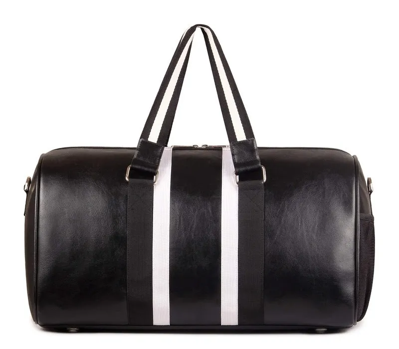 The Clownfish Ace Faux Leather 30 litre Black Travel Duffel Bag