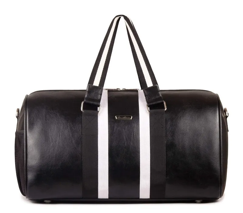 The Clownfish Ace Faux Leather 30 litre Black Travel Duffel Bag
