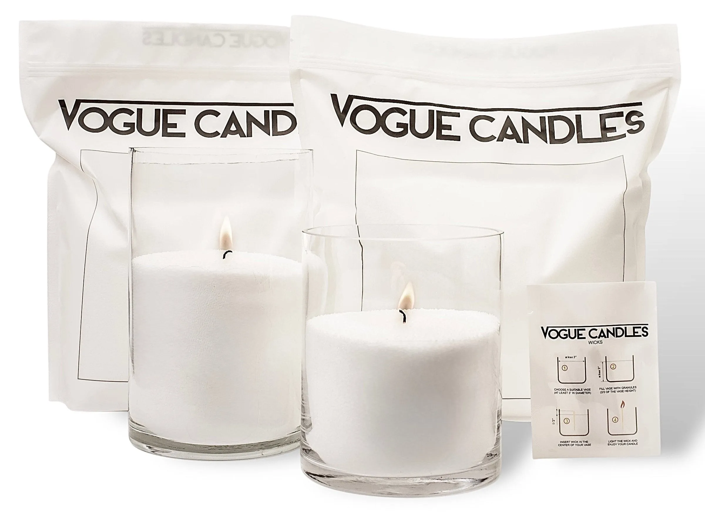 The Duo: 6" & 8" Vase with 10 lb Bag (2x5lb bags) of Granules and 100 Wicks