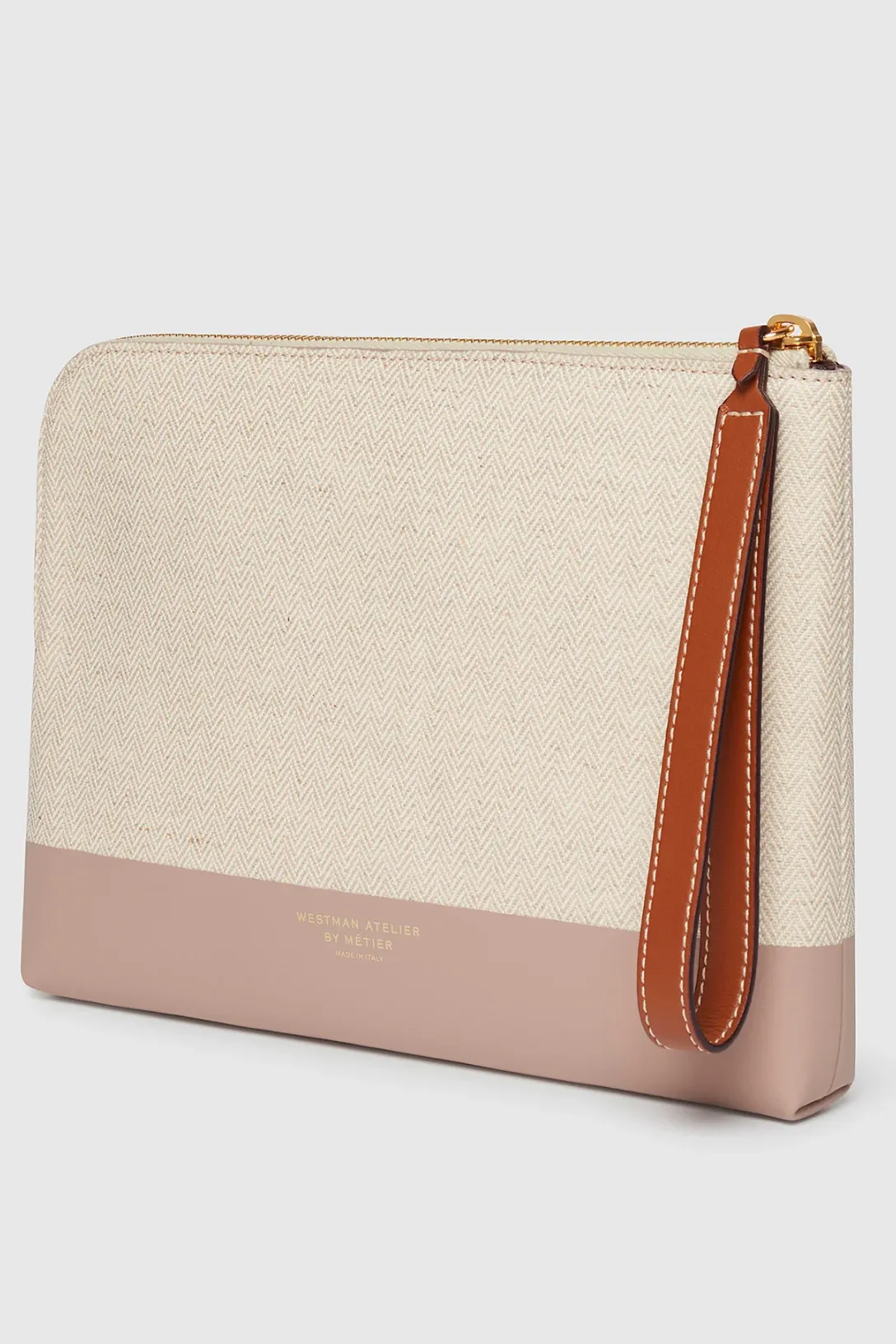 The Makeup Pouch Midi | Herringbone & Mauve