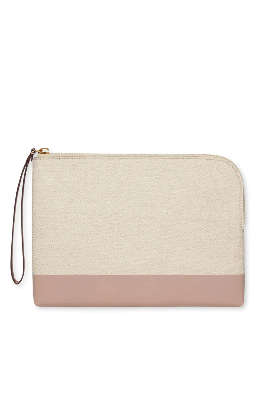 The Makeup Pouch Midi | Herringbone & Mauve