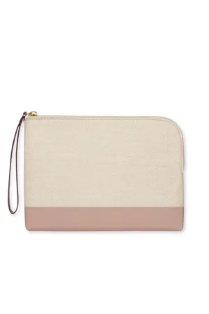 The Makeup Pouch Midi | Herringbone & Mauve