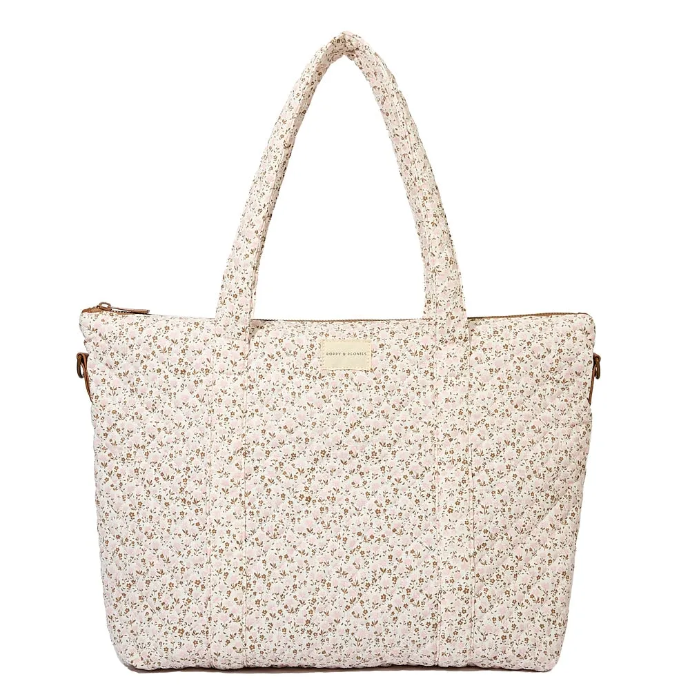 the QUILTED BON VOYAGE DUFFLE Brown Floral