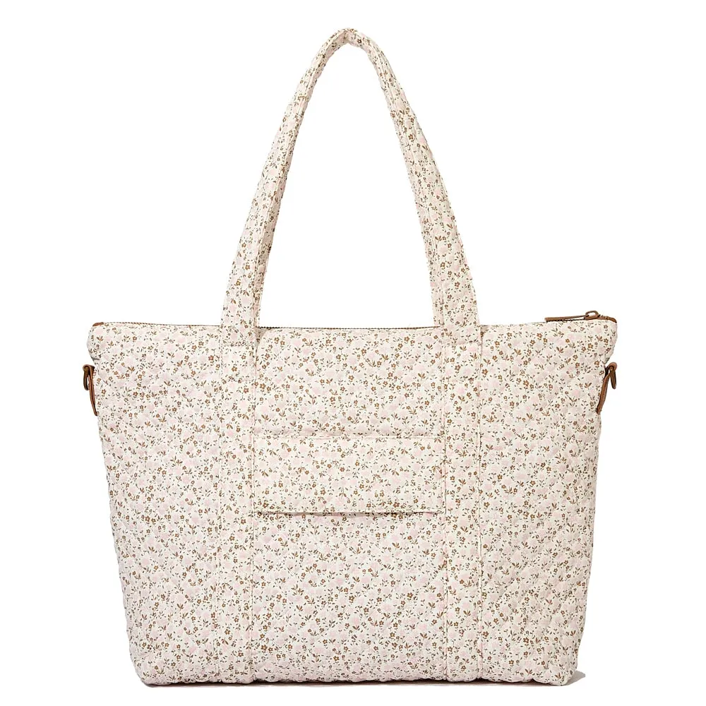the QUILTED BON VOYAGE DUFFLE Brown Floral