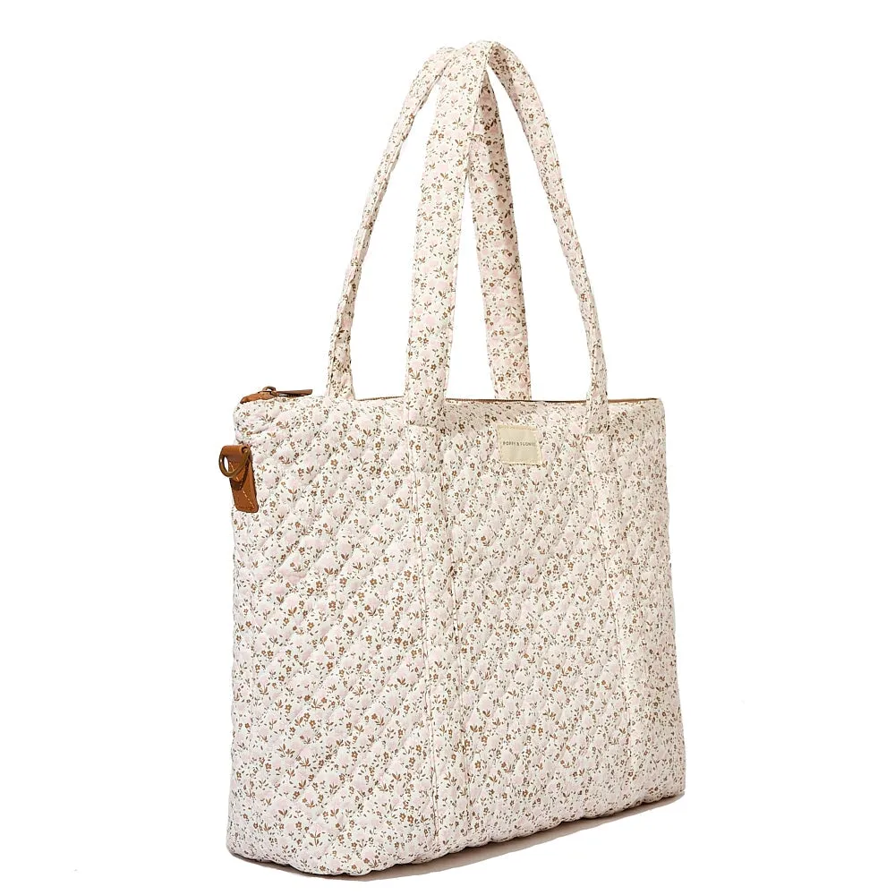 the QUILTED BON VOYAGE DUFFLE Brown Floral