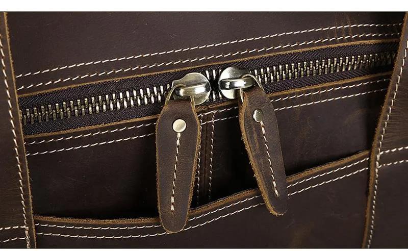 The Wainwright Weekender Bag | Vintage Round Crazy Horse Leather Travel Duffel with Pockets