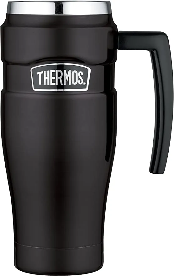 THERMOS Stainless King 16 Ounce Travel Mug with Handle, Matte Black - Retails $52 