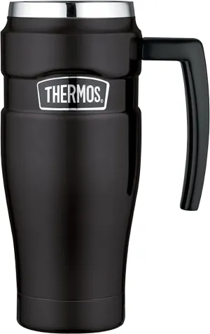 THERMOS Stainless King 16 Ounce Travel Mug with Handle, Matte Black - Retails $52 