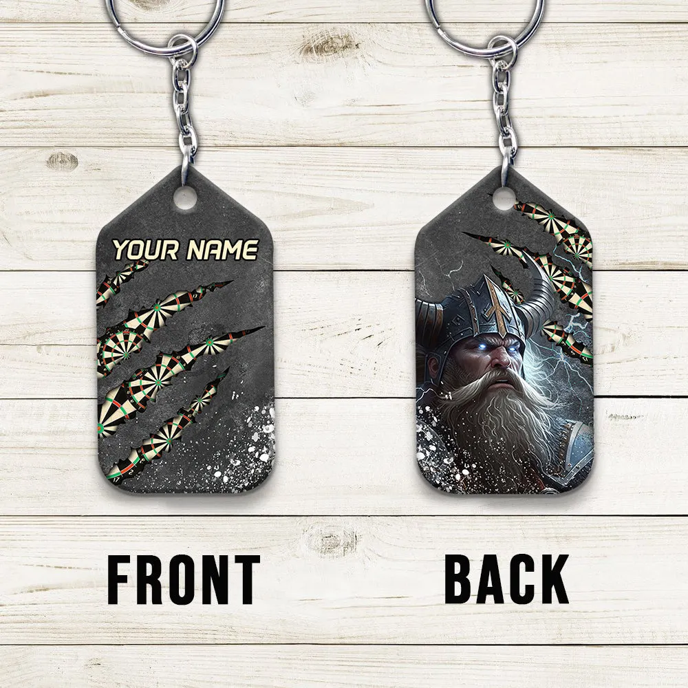 Thunder Dartboard Personalized Name 3D Viking And Darts Keychain For Dart Team Player 02