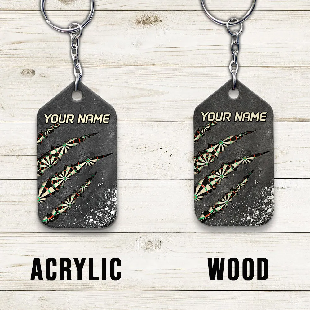 Thunder Dartboard Personalized Name 3D Viking And Darts Keychain For Dart Team Player 02