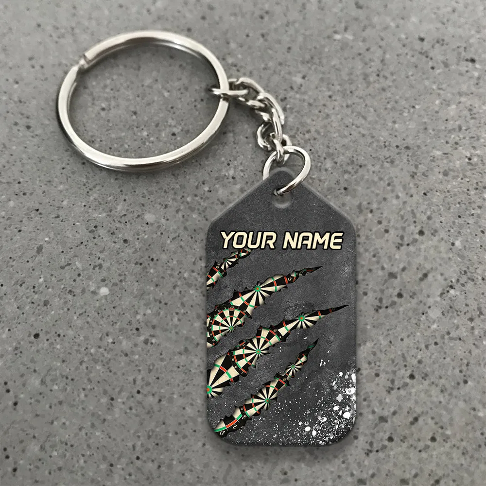 Thunder Dartboard Personalized Name 3D Viking And Darts Keychain For Dart Team Player 02