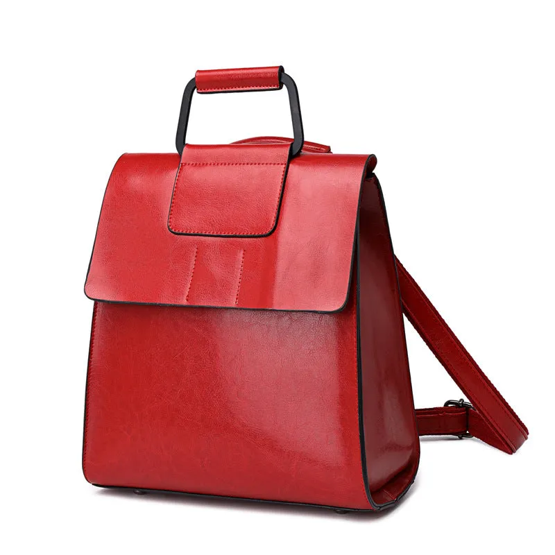 Top Grain Leather Backpack Women Leather Backpack Purse Cowhide Leather Rucksack Natural Cow Leather City Backpack SX366