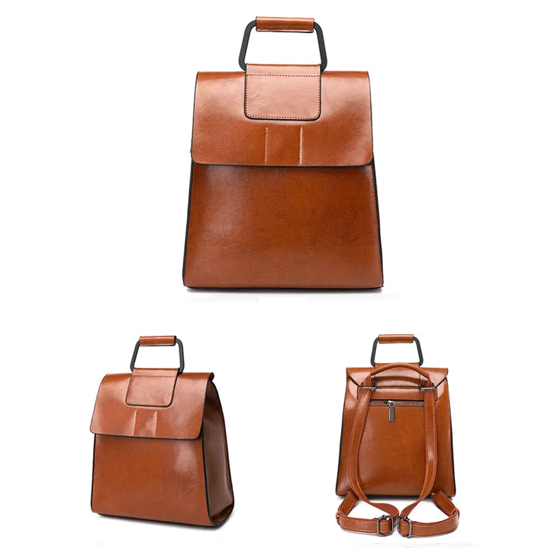Top Grain Leather Backpack Women Leather Backpack Purse Cowhide Leather Rucksack Natural Cow Leather City Backpack SX366