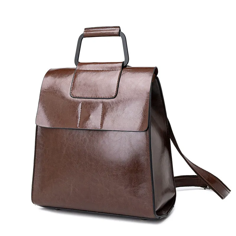 Top Grain Leather Backpack Women Leather Backpack Purse Cowhide Leather Rucksack Natural Cow Leather City Backpack SX366