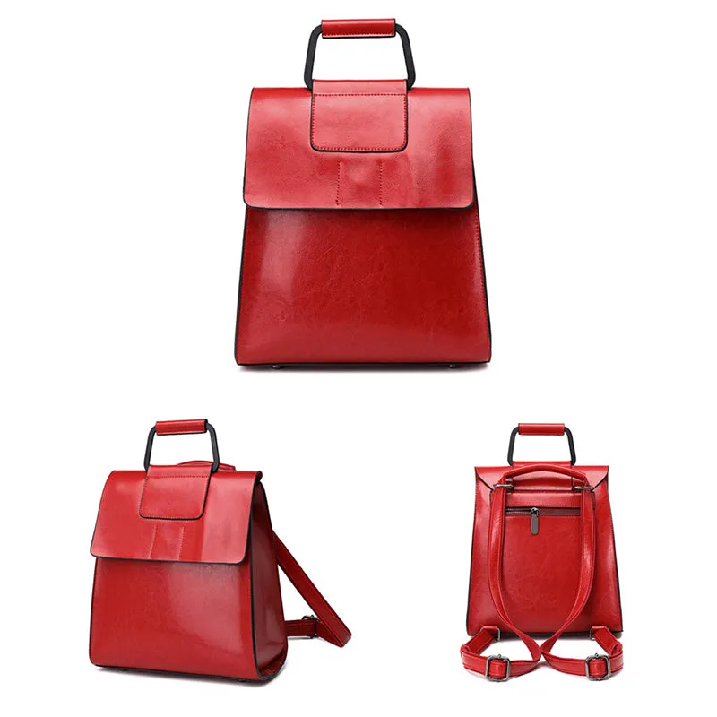 Top Grain Leather Backpack Women Leather Backpack Purse Cowhide Leather Rucksack Natural Cow Leather City Backpack SX366