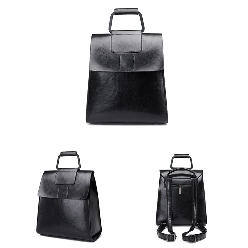 Top Grain Leather Backpack Women Leather Backpack Purse Cowhide Leather Rucksack Natural Cow Leather City Backpack SX366