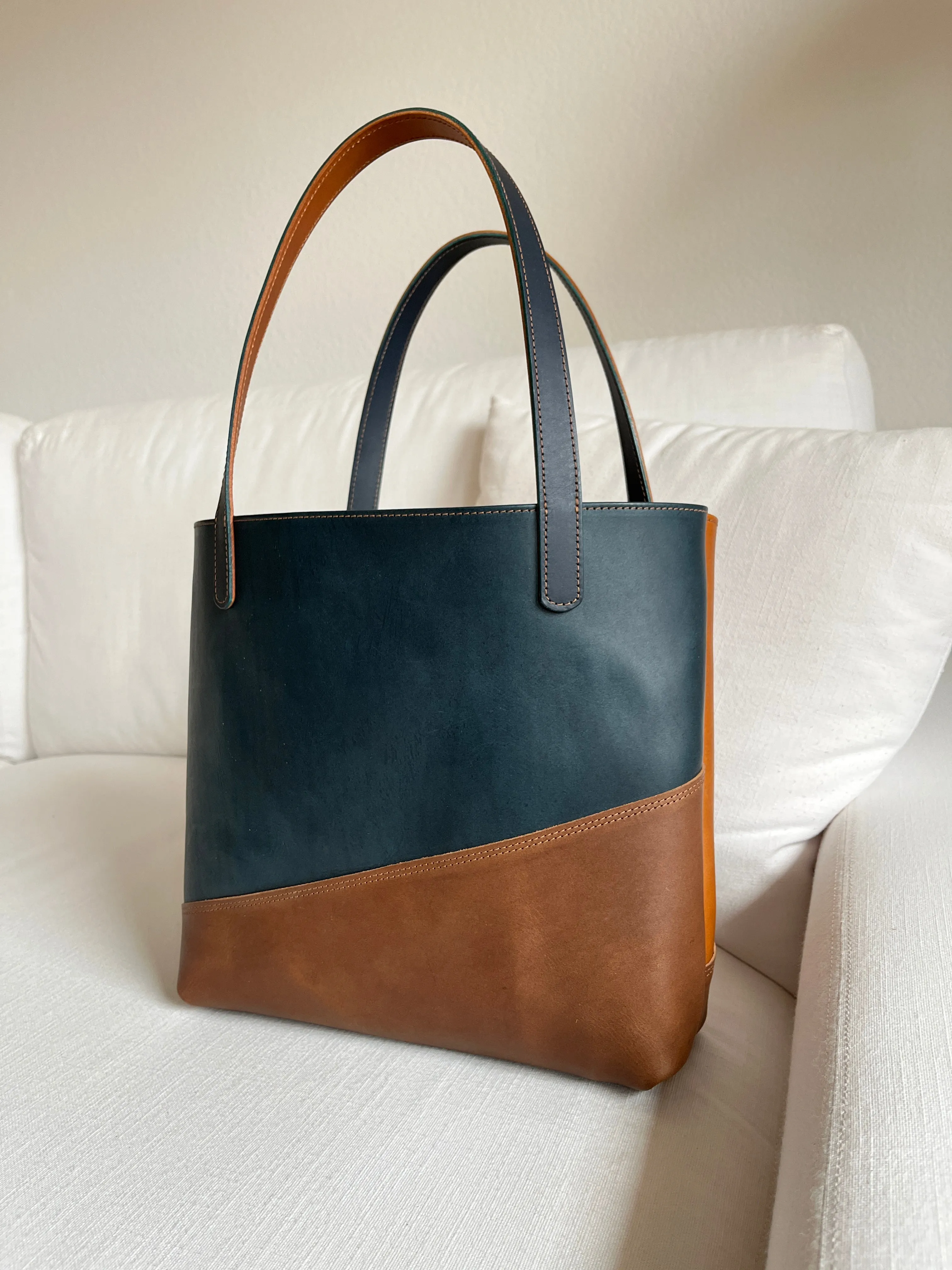 TOTE BAG BROWN   NAVY   COGNAC