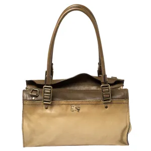 Two Tone Brown Leather Satchel