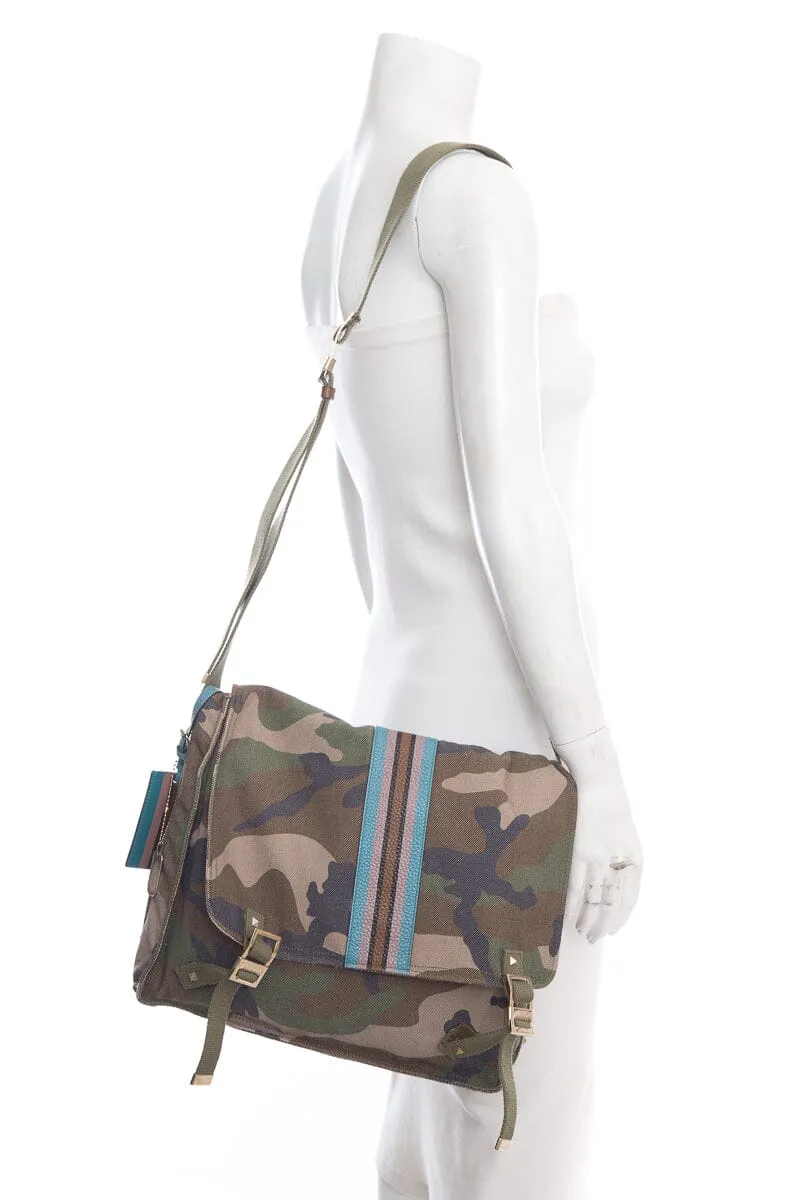 Valentino Camo Canvas Messenger Bag