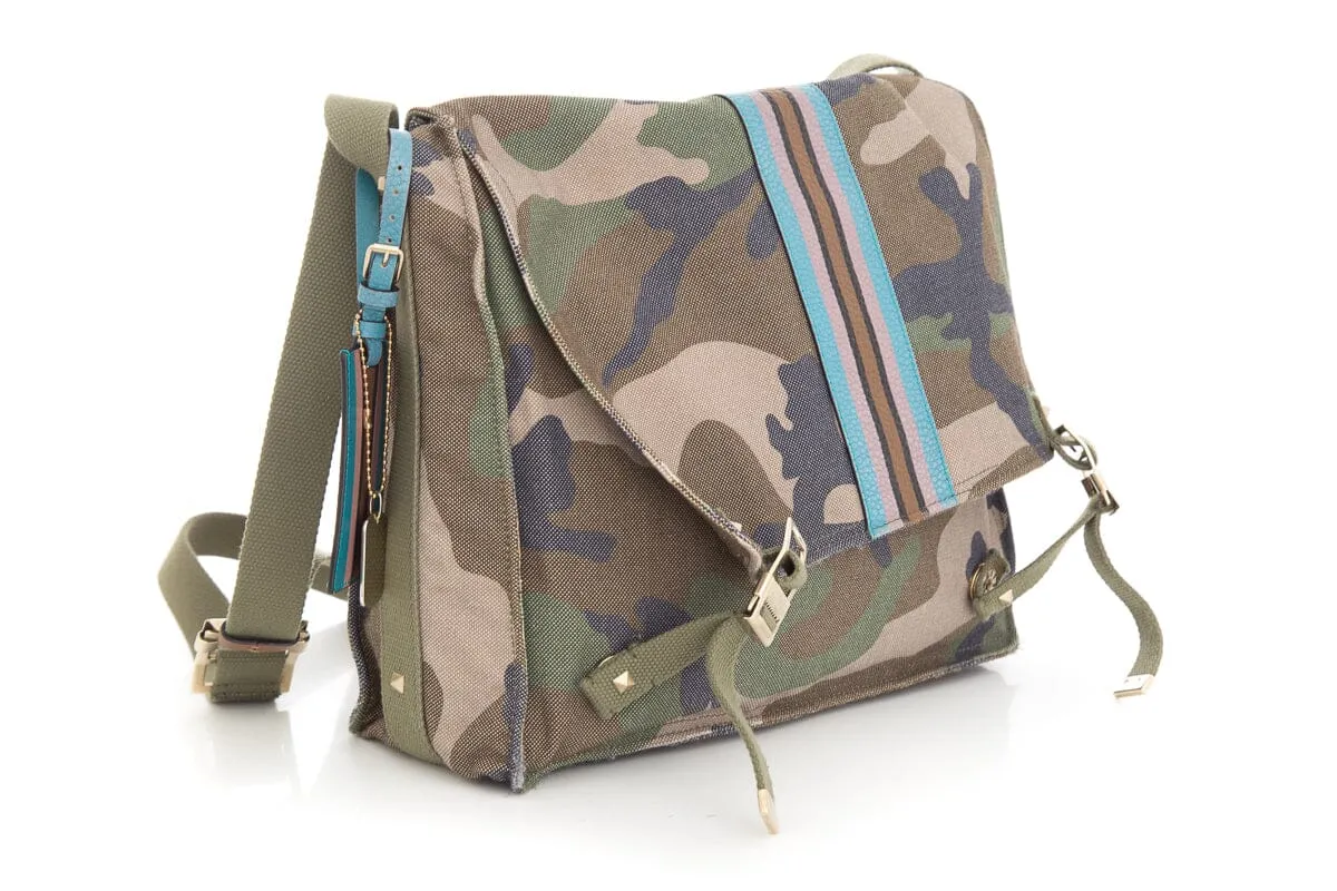 Valentino Camo Canvas Messenger Bag