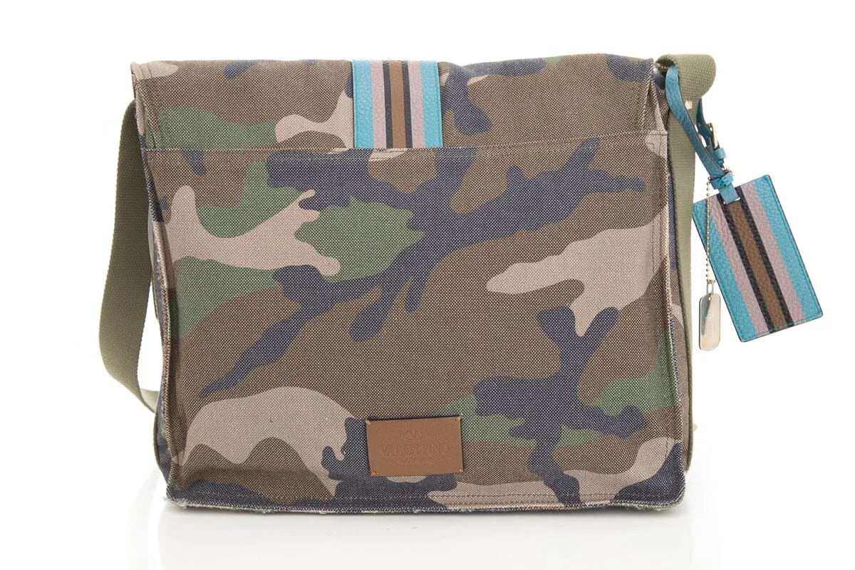Valentino Camo Canvas Messenger Bag