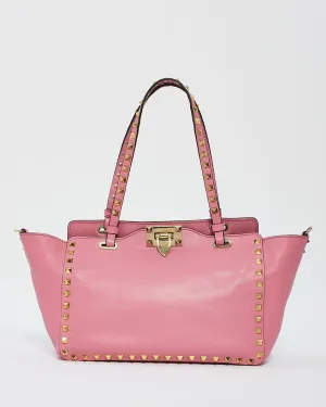 Valentino Pink Leather Rockstud Tote Bag