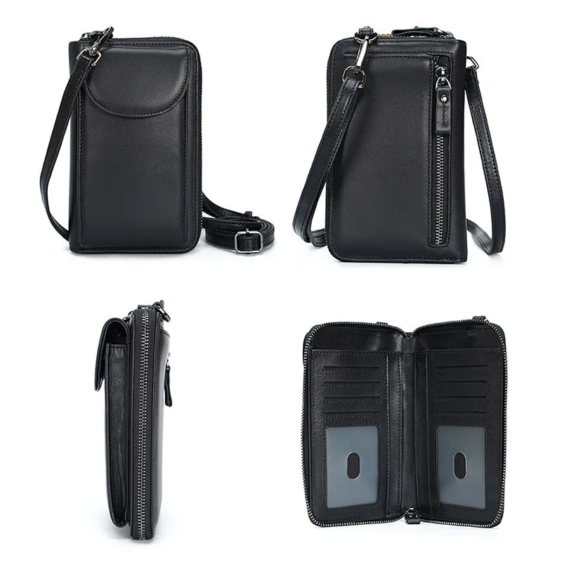 Vegetable Tanned Leather Crossbody Phone Bag Handmade Unisex Small Cell Phone Bag Phone Purse Mini Leather Crossbody Bag