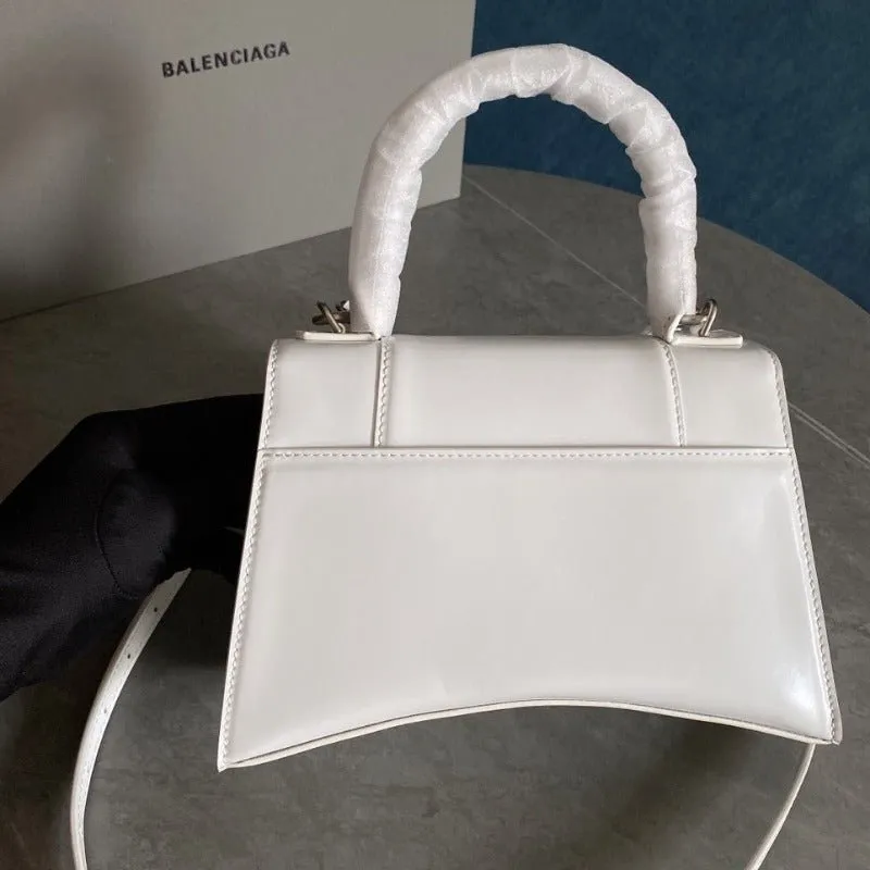 VELORA - Hourglass Small Mock-croc Top-handle Bag White