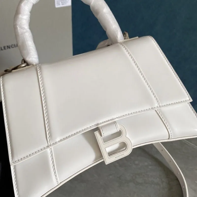 VELORA - Hourglass Small Mock-croc Top-handle Bag White