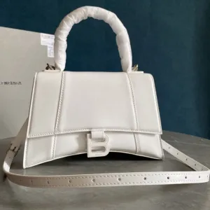 VELORA - Hourglass Small Mock-croc Top-handle Bag White