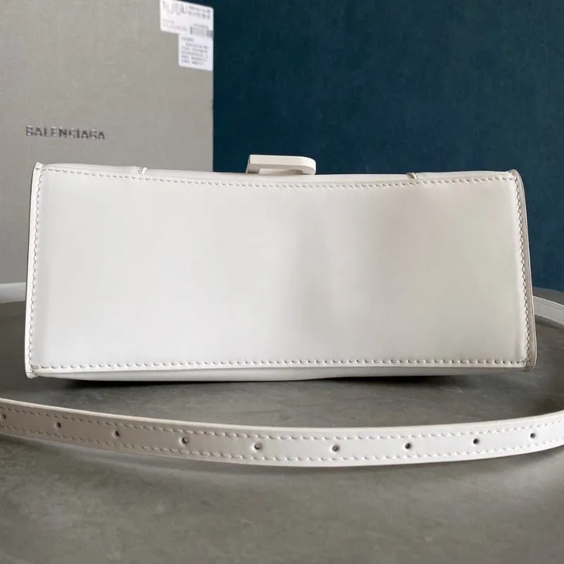 VELORA - Hourglass Small Mock-croc Top-handle Bag White