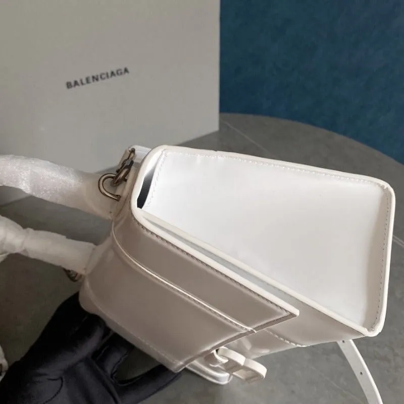 VELORA - Hourglass Small Mock-croc Top-handle Bag White