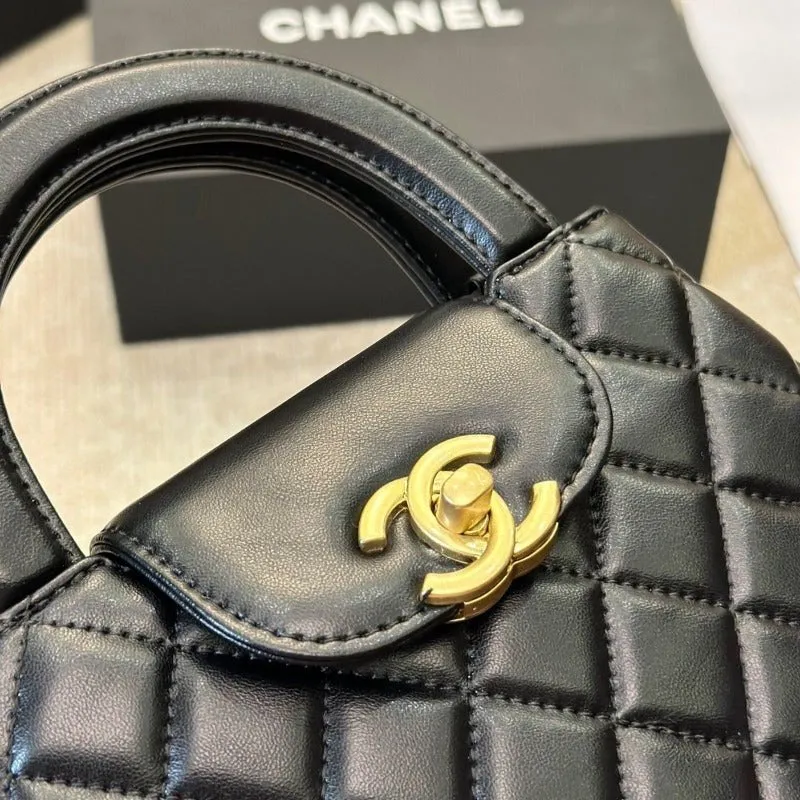 VELORA - Lambskin Mini Kelly Chain Bag Black