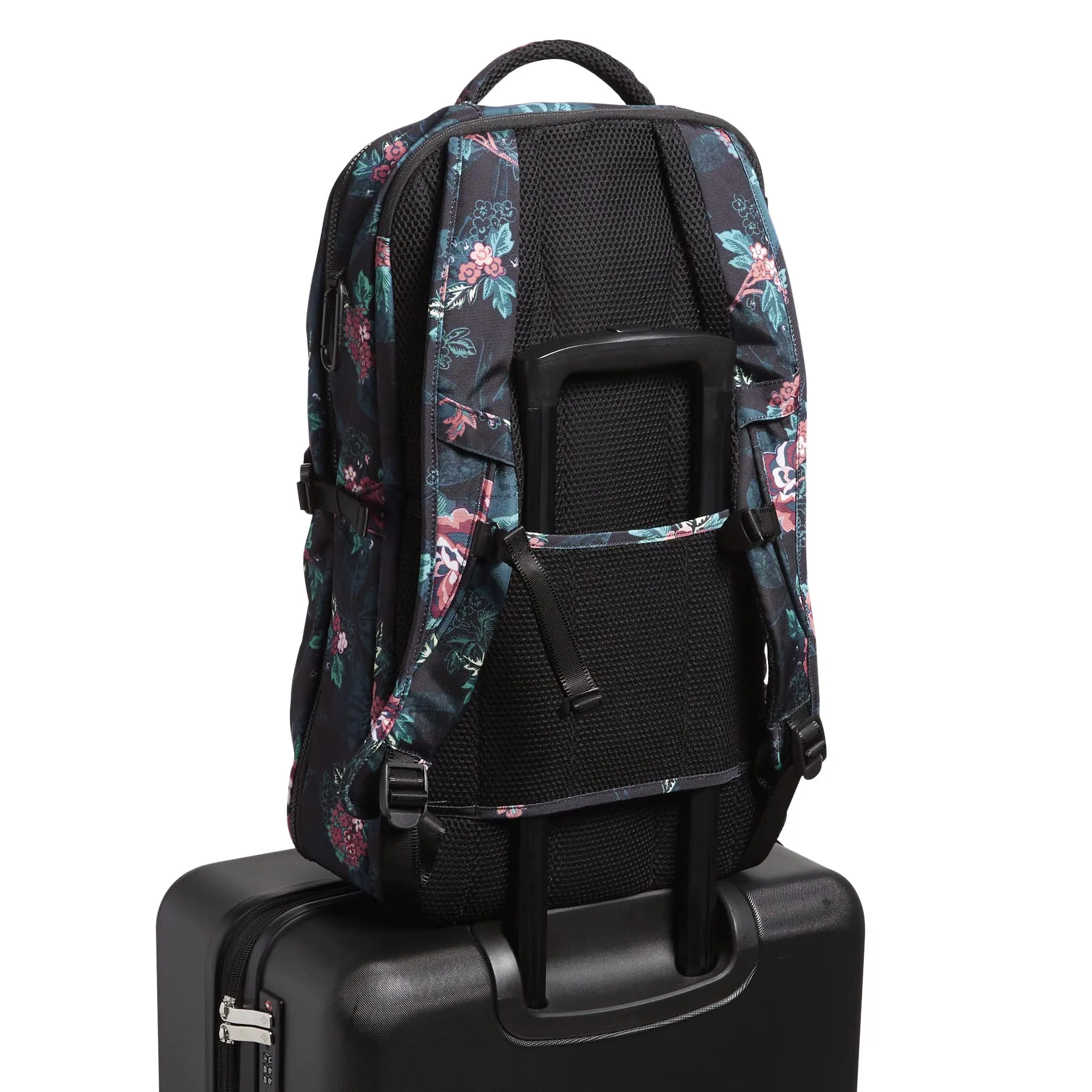Vera Bradley Women's Recycled Lighten Up Reactive Lay Flat Travel Backpack, Rose Foliage, One Size