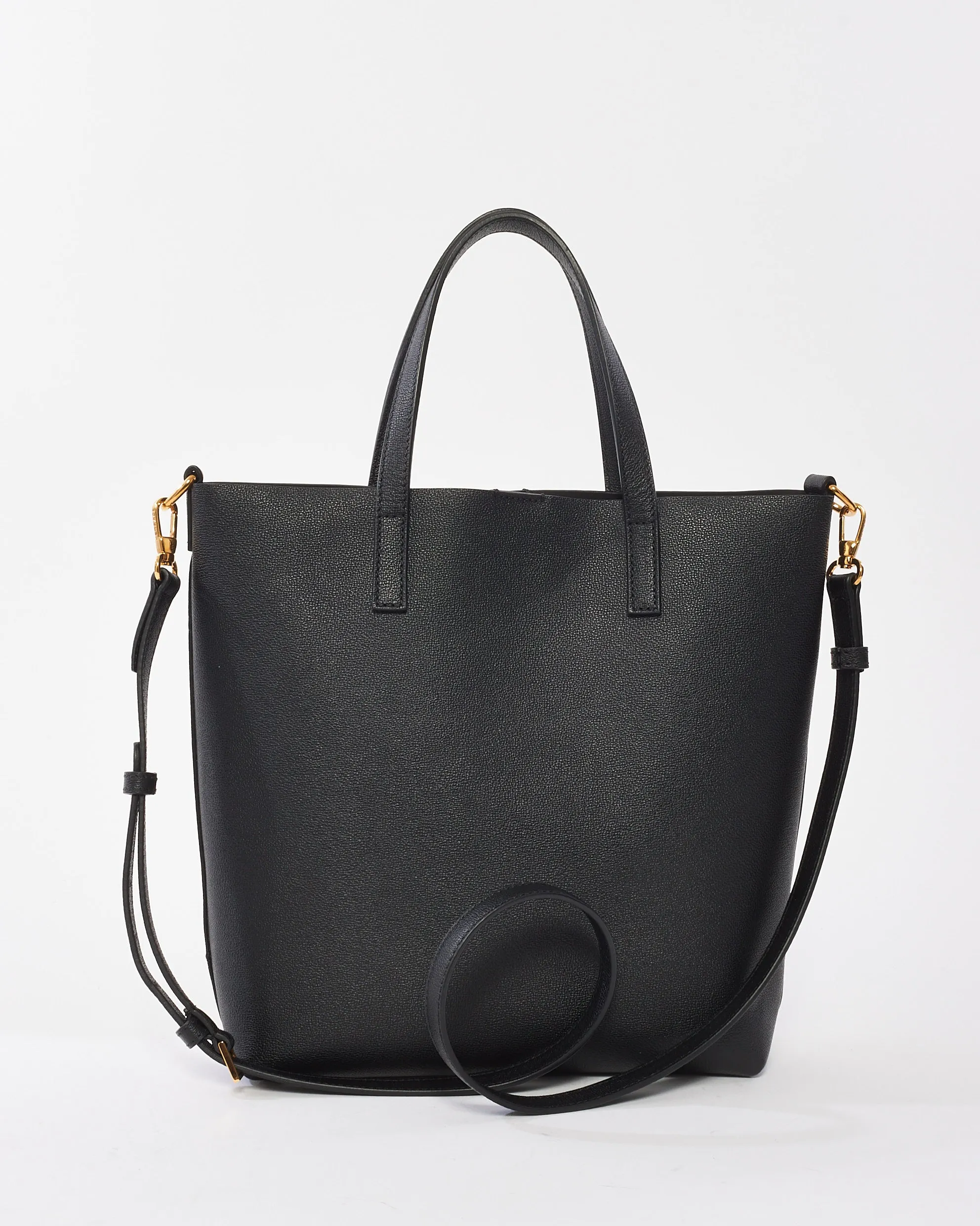 Versace Black Leather Virtus Shopping Tote