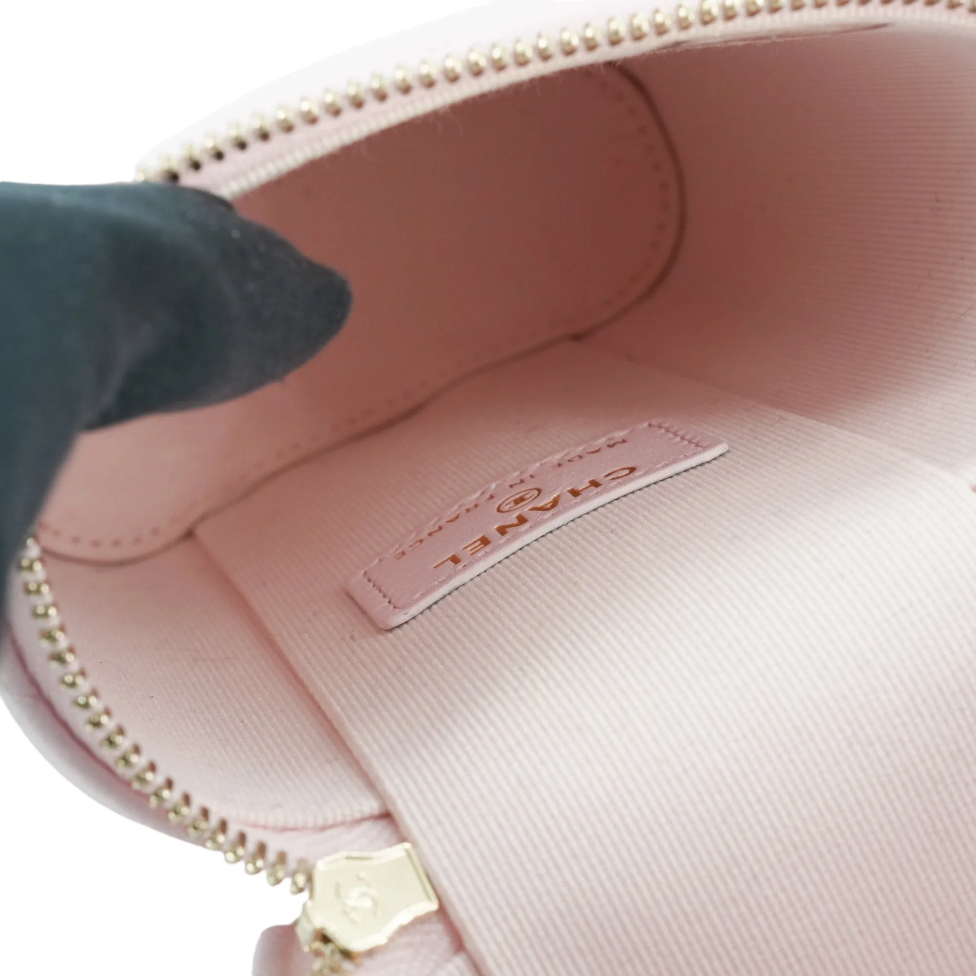 Vertical Vanity Case with Top Handle in Rose Clair Lambskin
