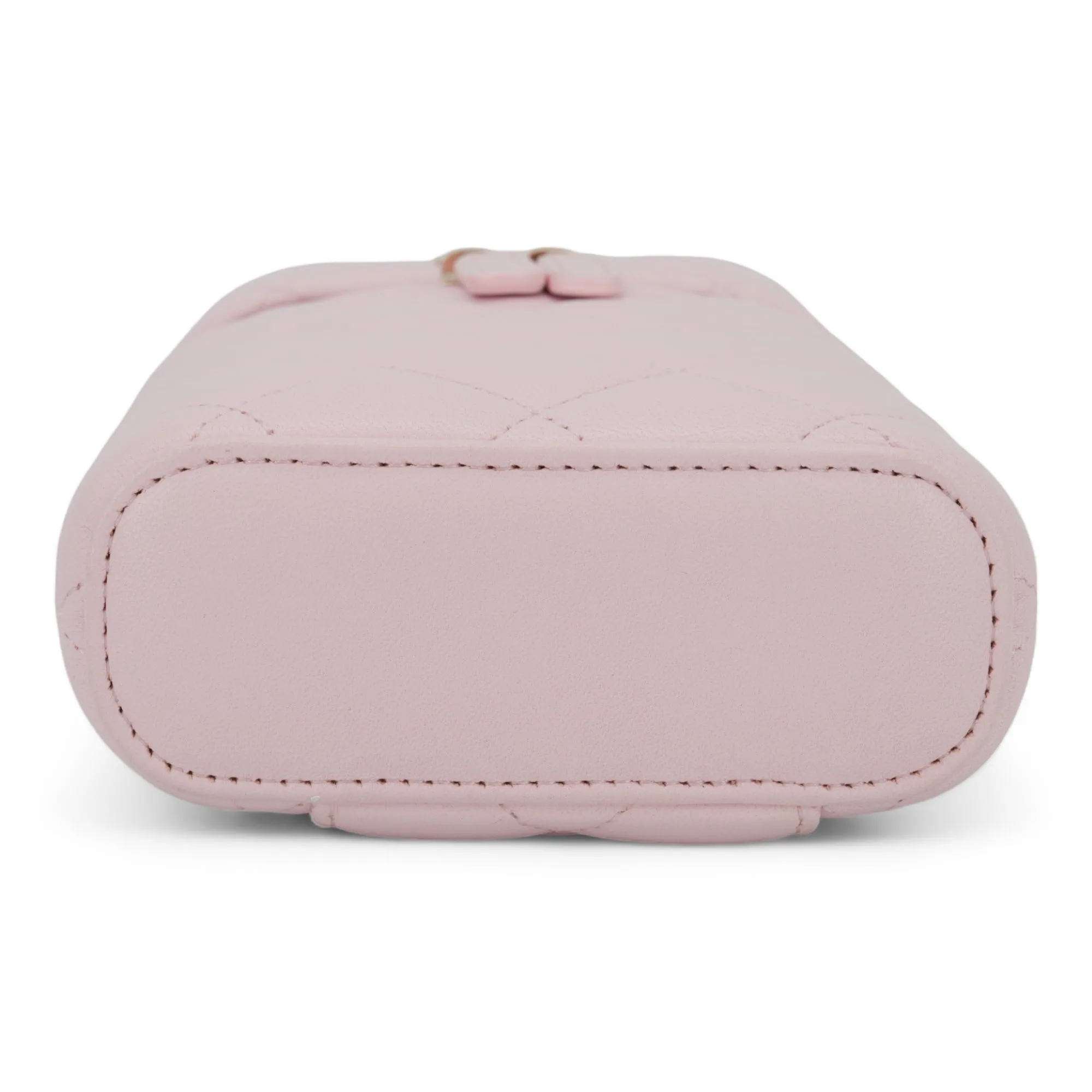 Vertical Vanity Case with Top Handle in Rose Clair Lambskin